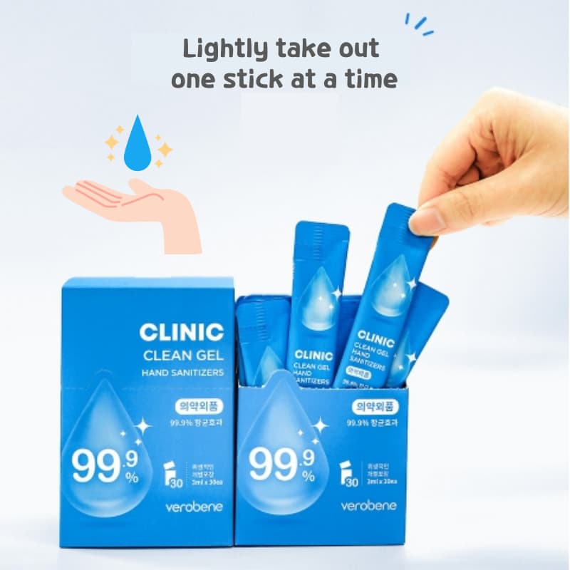 Verobene Clinic Clean Gel Portable Hand Sanitizer 30 sticks of 3ml per box